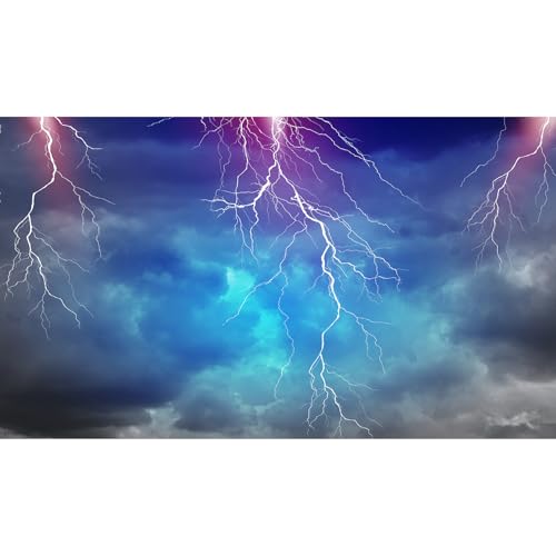 Stormy Sky Aquarium Background Dark Cloudy Lightning Flashes Night Sky Fish Tank Background Lightning Thunder Cloudy Skys Reptile Tank Backgrounds Hurricane Tornado Terrarium Backgrounds 24x12in - color: Blue_Purple, size: 24(W)x12(H)inches/ 60(W)*30cm(H)