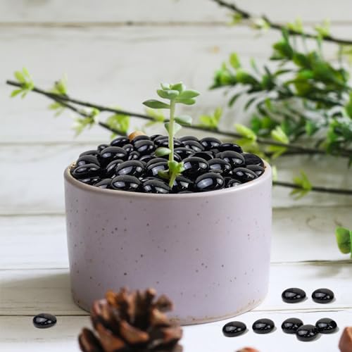 FANTIAN 5 lbs Black Glass Marbles, Glass Beads, Decorative Rocks Glass Pebbles for Vase Fillers Fish Tank Plants Flower Pots Fountains Crafts Table Scatter and Fire Pits - color: Black, size: 5 Pounds