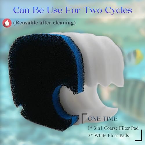 PurifyLogix Filter Canister Pads for Pondforse 172/225/265/264GPH Aquarium | Replacement Filter Media for Coospider-Repta, for AMOSIJOY 172/225/265/264GPH, 6 Fine Floss Pads & 2 Carbon Filter Pads