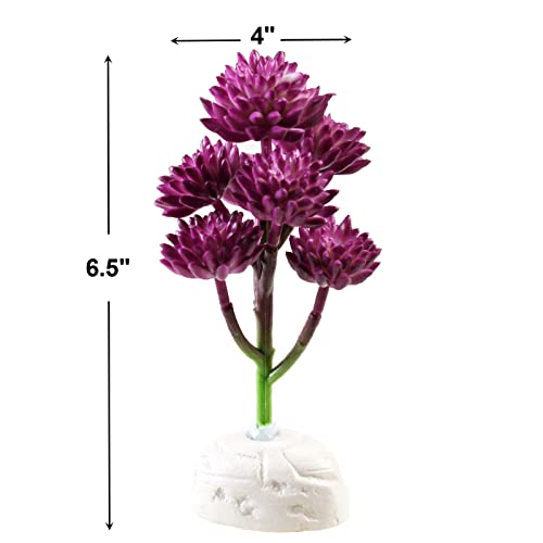 AQUANEAT Terrarium Plant, Fake Reptile Plant for Amphibian Habitat, 6.5 inch Tall Purple