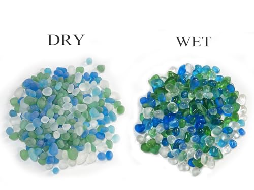 Glass Stones, 0.85LB/385g Mix Blue Green White Glass Rocks for Vase, Aquarium Pebbles for Fish Tank, Sea Glass Rocks for Vase Filler Craft - color: Sea Glass