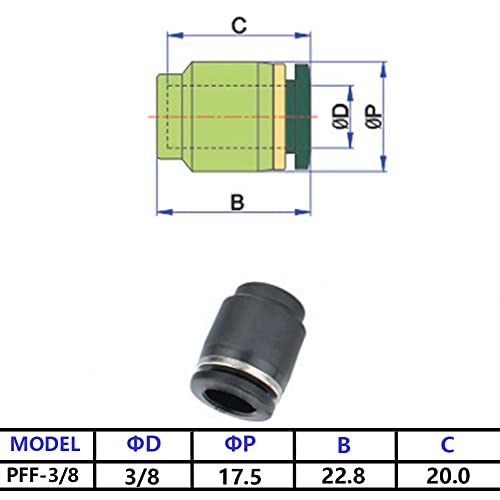 10PCS 3/8 Inch Tube OD Pneumatic Cap Plug Fitting, PPF-3/8 Plastic Push-in Connect Fitting - size: 3/8 OD