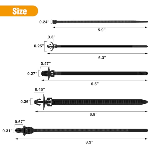 GOOACC Push Mount Cable Zip Ties Heavy Duty Nylon Push Mount 5 Most Popular Sizes Self Locking Cable Strap Assortment for Indoor Outdoor Wire Tying Construction Auto ect -160 Pcs - color: 160pcs Push Mount Cable Zip Tie-5 Sizes