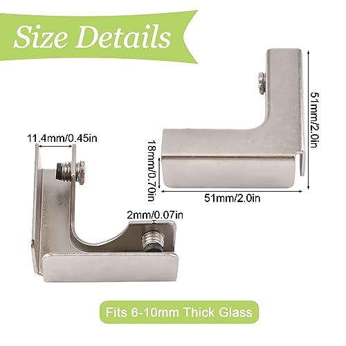4Pcs Cold-Rolled Steel Glass Clamp 2 Way Glass Connectors Rimless Clip Holder for Fixing or DIY Fish Tank, Wind Guard, Display Cabinet, for 6-10mm Thickness - color: Cold-rolled Steel,for 6-10mm, size: 4 Pieces