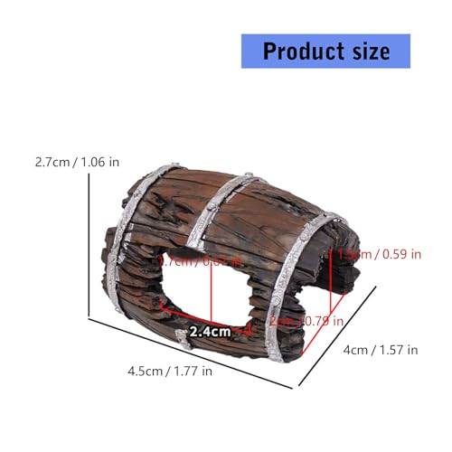 Natural Fishes Tanks Ornaments Miniature Weathered Barrels Fishes Tanks Accessory for Reptiles Enclosures Reptiles Hide Cave