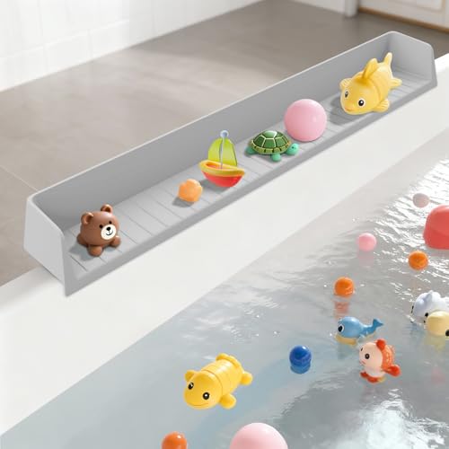 Jalopink Premium Splash Guard for Bathtub – Waterproof Bathtub Water Guards to Prevent Splashing, Easy Installation, Adjustable Bathtub Splash Guard for a Clean and Dry Bathroom（Gray）