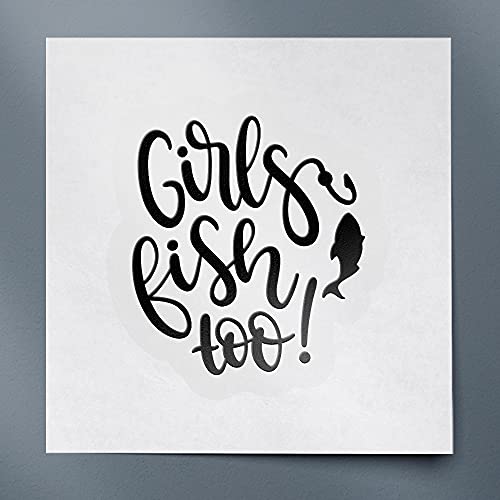 Decal Stickers of Girls Fish Too (Black) (Set of 2) Premium Waterproof Vinyl Decal Stickers for Laptop Phone Accessory Helmet Car Window Mug Tuber Cup Door Wall - BICVER1c33531BLW19Y24 - color: Black, size: 3.8'' x 4.1''