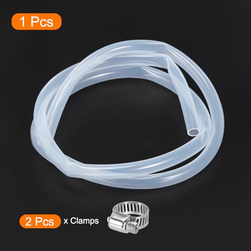 MECCANIXITY 3.3ft Clear Silicone Rubber Tubing 5/16" ID 3/8" OD Plastic Tube Flexible Air Hose for Brewing, Wine Making, Pump Siphon, 8mm x 10mm, with 2pcs Clamps - color: Clear, size: 5/16" x 3/8"