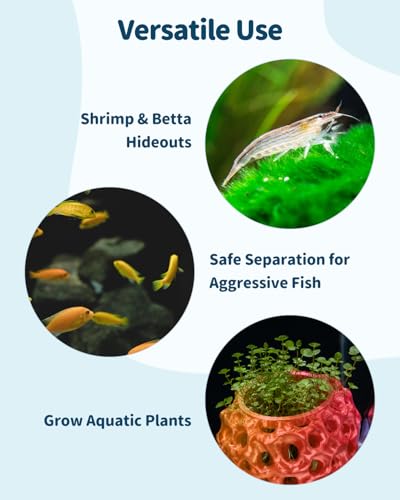 Uniclife Shrimp Cave, Shrimp Hides for Aquarium, Realistic Plastic Aquarium Coral Rock Decorations with Suction Cup, Betta Hideout Tank Accessories for Fish Tank Decor, Red-to-Yellow Gradient - color: Red-to-yellow Gradient