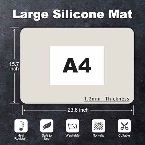 Silicone Mat for Kitchen Counter, Silicone Mat Trimable to Size (Light Grey, 23.6×15.7inch-2PCS), BPA-Free Silicone Placemat, Heat-Resistant NonSlip Table Mat for Air Fryer, Countertop Protector Mat - color: Light Grey, size: (L - 23.6''x 15.7‘’x 0.05'')