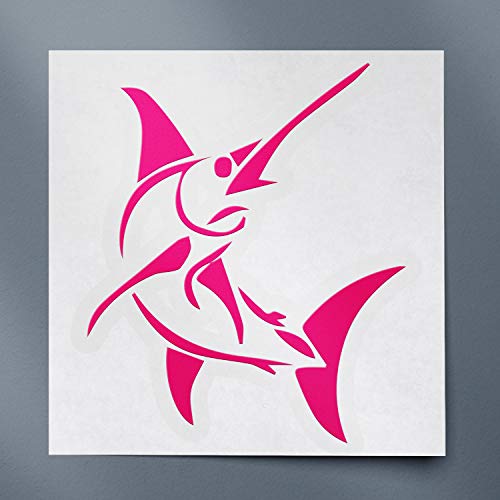Decal Stickers of Stylized Marlin Fish (Pink) (Set of 2) Premium Waterproof Vinyl Decal Stickers for Laptop Phone Accessory Helmet Car Window Mug Tuber Cup Door Wall Decoration - ANDstic512501PI - color: Pink, size: 3.8'' x 4.4''