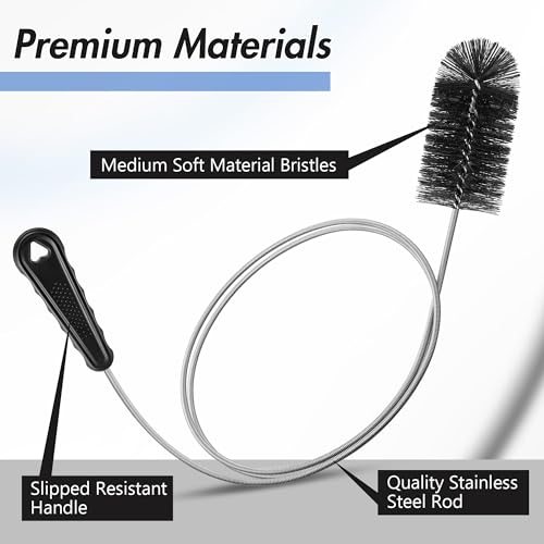 3 Pcs Condensate Trap Flexible Drain Brush, 48 Inch AC Drain Line Cleaning Brush for AC & HAVC Condensate P Trap, Black - color: Black, size: 48 Inch
