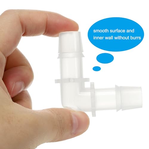 PATIKIL 1/2" Plastic Hose Barb 90 Degree Elbow, 10 Pack L-Barb Fittings 2 Way Equal Barbed Joint Connector Splicer Mender Hose Adapter Union Adapter for Aquarium Fuel Gas Liquid Air - size: 0.5 Inch