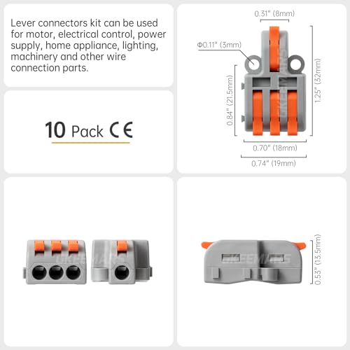 10Pcs Mini Electrical Wire Connectors, DIY Splicing into 4/6/8/9/10 Way Quick Connector Terminal Blocks (1 in 3 Out, Nylon) - style: 1 in 3 out, nylon
