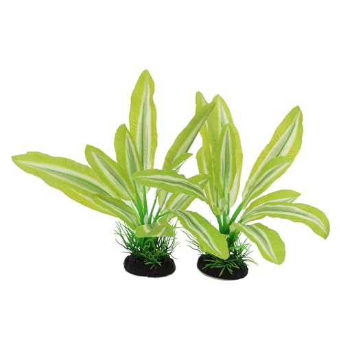 Silk Aquarium Plants for Betta Fish Tank, 2 Pcs 8 Inch Small Silk Aquarium Plant Aquatic Water Grass Decoration，Green-Yellow - color: Green-yellow