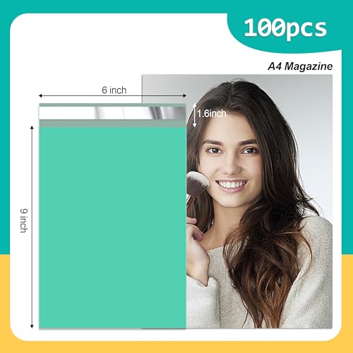 Poly Mailers 6x9 inch 100 Pcs, Plastic Mailing Envelopes with 2.4mil Thickness, Waterproof and Tear-resistant Shipping Bags for Clothing, Tamper Proof Self-Seal Mailers Poly Bags, Teal - color: Teal, size: 6x9 Inch 100 Pcs
