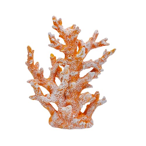 Etlemonde Beach Coastal Decor Coral Reef Home Decor Coral Statue Sculpture Home,Desk,Bathroom,Desktop Shelf Statue,Marine Themed Gifts (Golden Orange Coral) - color: Golden Orange Coral