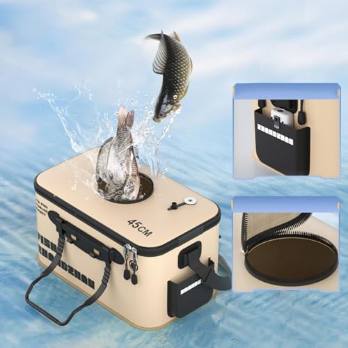 Foldable Fishing Bucket - Live Fish Container, Portable Fishing Bucket with Aeration Hole, Fish Transport Boxes for Outdoor Travel Hiking, Live Fish Container Box for Adult Outdoor Fishing - size: C