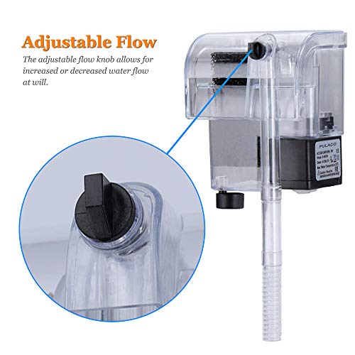 Ultra Quiet Aquarium Hang on Filter (66GPH 3W), Small Fish Tank Filter for 1 to 5 Gallons Fish Tank