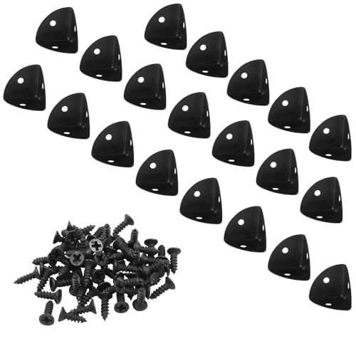 20Pcs Black Metal Corner Protectors, 7/8 Inch, Suitable for DIY Projects, Furniture, Cabinets, Jewellery Boxes
