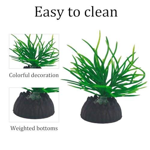 6PCS 1 Inches Tall Seaweed Grass Artificial Aquarium Plants, Plastic Fish Tank Decorations for Freshwater and Saltwater Tanks(Green Orange Pink) - color: Green Orange Pink, size: 1 Inches
