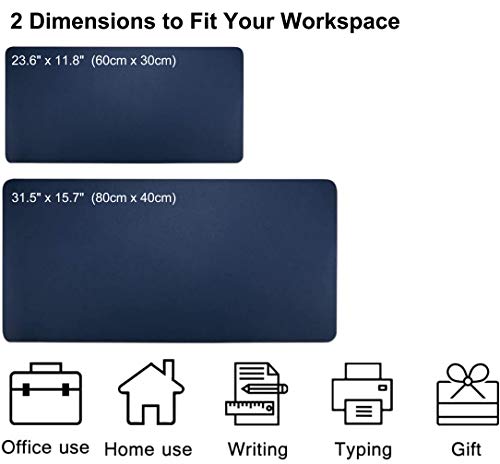 SUJAYU Dual Sided PU Leather Desk Pad, Mouse Pad, Office Desk Mat, Non-Slip Laptop Desk Pad, Waterproof Desk Writing Pad for Office and Home (31.5" x 15.7", Dark Blue + Yellow) - color: Dark Blue + Yellow, size: 15.7" x 31.5"