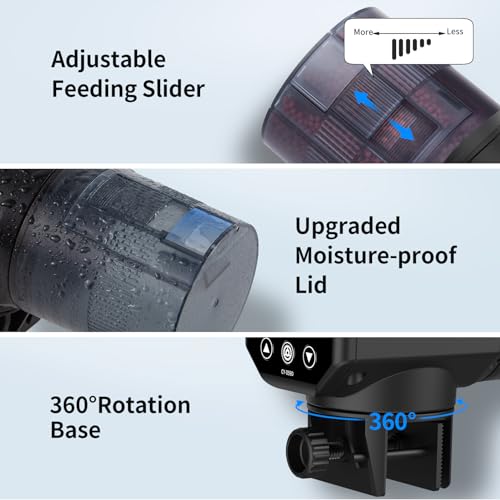 Automatic Fish Feeder Dispenser for Aquarium: Rechargeable Auto Feeders for Tank Turtle Pond Betta - 200ml Smart Food Feeding Timer Dispensers for Flake Pellet Vacation Weekend - size: CY-059D