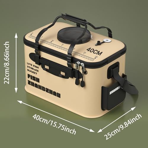 Foldable Fishing Bucket - Live Fish Container, Portable Fishing Bucket with Aeration Hole, Fish Transport Boxes for Outdoor Travel Hiking, Live Fish Container Box for Adult Outdoor Fishing - size: C