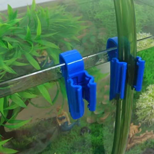 4 pcs Fish for Tank Mounting Clip Water Pipe Hose Holder Multifunction Plastic Adjustable Clamp Aquarium Air Pump Accessories Aquarium Pumps and Filters.(Blue/Black/Gold/Yellow)