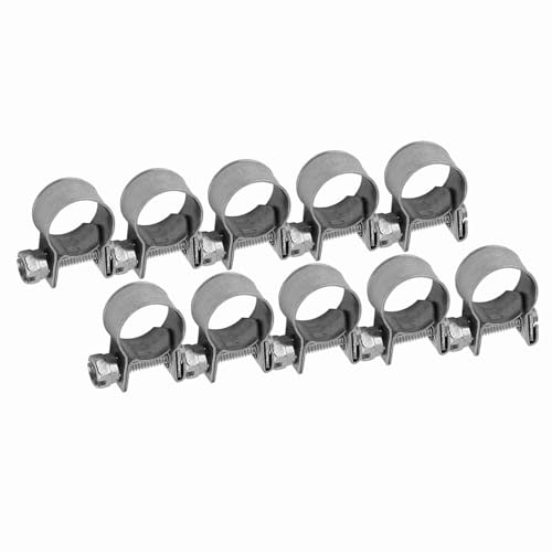 10pcs Stainless Steel Hose Clamps – Adjustable 6-20mm Fuel Line Pipe Clips for Air, Water, Silicone & Fuel Hoses (11-13Mm) - size: 11-13Mm