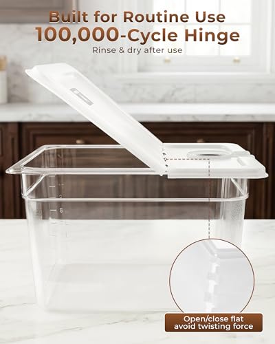 EVERIE Sous Vide Container 12 Quart EVC-12 with Collapsible Hinged Lid Compatible with Anova Nano or AN500-US00 or Anova Pro 3.0 or Anova Mini, Also Fits Instant Pot - color: Container with plastic lid