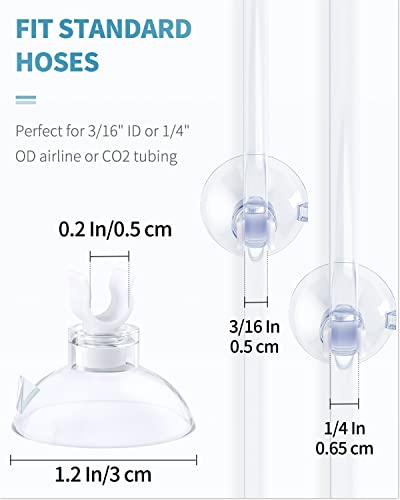 Pawfly Aquarium Suction Cup Clips for Standard 3/16" ID Airline Tubing Clear Air Hose Holder Clamp Accessories for Fish Tank Aeration Setup, 40 Pack - color: Clear