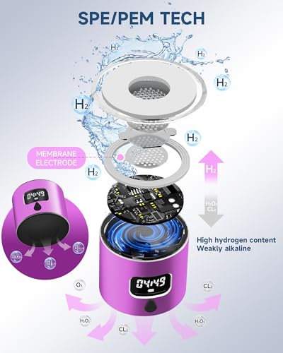 Hydrogen Water Bottle - Portable, Rechargeable, LED Timer, Aluminum and Glass, 5000 PPB Hydrogen in 10 Minutes, 340ml Capacity, for Husband, Friend & Family, for Travel, Sports, Home, Office(Purple) - color: Purple