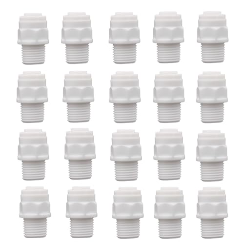 20 PCS 1/4" Male x 1/4" OD Push to Connect Fitting, Quick Release Water Filter Connector for RO System, Refrigerator, Drink Dispenser(Straight) - style: 1/4" Male x 1/4" od straight connect (20)