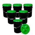 ePackageSupply 5 Gallon Bucket - Food Grade Bucket with Airtight Gamma Seal Screw-On Lid, BPA-Free, Heavy-Duty 90 Mil HDPE Plastic, Bulk Storage, Durable Container, Made in USA, Black/Green, 6 Packs - color: Black/Green, size: 6 Packs