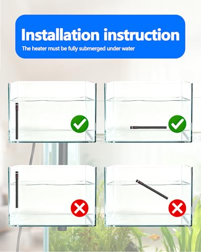 50W Titanium Aquarium Heater with LED Digital Display & External Controller – Submersible Fish Tank Heater, Precise ±1.8℉, IP68 Waterproof, for 3-7 Gallon Freshwater & Saltwater Tanks - size: 50W