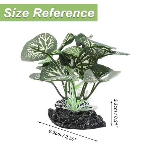Aquarium Plastic Plants, Silk Aquarium Plants, Silk Plants for Betta Fish Tank, Plastic Plant Decoration for Aquarium, Green, Round Leaves, 3.94" Tall