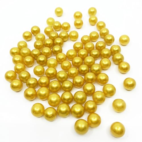 CYS EXCEL Gold Glass Marble Gemstone Vase Filler (5 LBS) | Multiple Color Choices Aquarium Glass Round Marble Beads | Decorative Mosaic Glass Gem Pebbles - color: Gold, size: 5 LBS