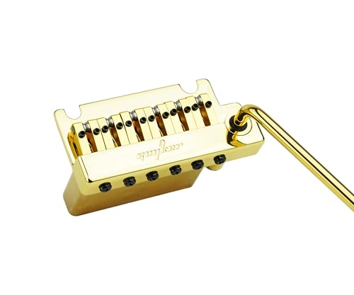 Guyker Guitar Tremolo Bridge String Spacing 10.8MM with Brass Roller Saddle and Brass Block & Bridge Stud, Spring and Claw, Pop-In Vibrato Bar, Complete Install Kit, GG1009-T Gold - color: Gold, Pro Roller Saddle 10.8mm