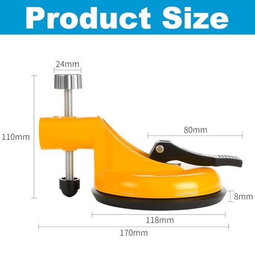 Adjustable Height Setter - Professional Countertop Leveling Tool, with Heavy-Duty Rubber Suction Cups, for Granite, Marble, Quartz Slabs with Vacuum Lifting Clamps Rubber (Yellow) - color: Yellow