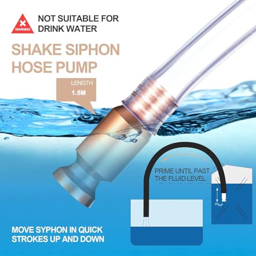 3/4" Siphon Hose, Shaker Siphon Pump for Gasoline/Gas/Fuel/Water Transfer, Upgrade Multi-Purpose Self Priming Siphon Hose(5 feet)