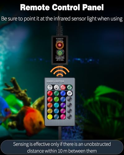 Pawfly Aquarium Air Bubble LED Light Fish Tank Underwater Multi-Colored Bubbler Light Aquarium Air Stone Disc with 4 Lighting Modes and Strong Remote Control (Pump & Remote Battery Not Included)