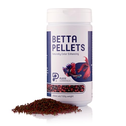 Plecoceramics Betta Fish Pellets Extreme Color, Complete Nutrition Plus Color Boost, Enhancing Floating Food Betta Fish (3.5 oz / 100 g)