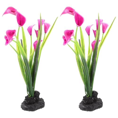 SHINEOFI 2pcs Realistic Fake Aquarium Decor Plants, Plastic Fish Tank Accessories, Compact Desktop Fish Tank Decoration for Household Aquariums