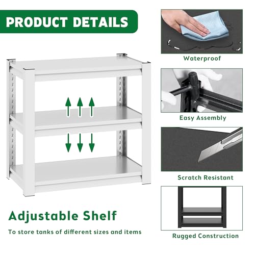 White 31.5 "L x 18 "W x 34"H 40-50 Gallon Fish Tank Stand, Metal Aquarium Stand with Accessories Storage,Aquarium Stand with Plant Shelf, Shelf Fish Tank Stand for Fish Tank Accessories Storage