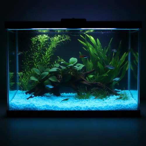 Shiny Stone Glow in The Dark Aquarium Neon Gravel Sand, Decorative Rocks for Fish Tank and Fairy Garden, Home Dec,305g/0.67lbs (5-8mm, Sky Blue) - color: Sky Blue, size: 5-8mm