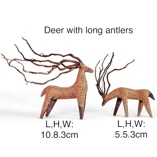 Azil Driftwood Deer Aquarium Decoration – Unique & Artistic Fish Tank & Terrarium Ornament, Safe & Eco-Friendly for Aquascaping & Reptile Habitats (Deer with Long Antlers)