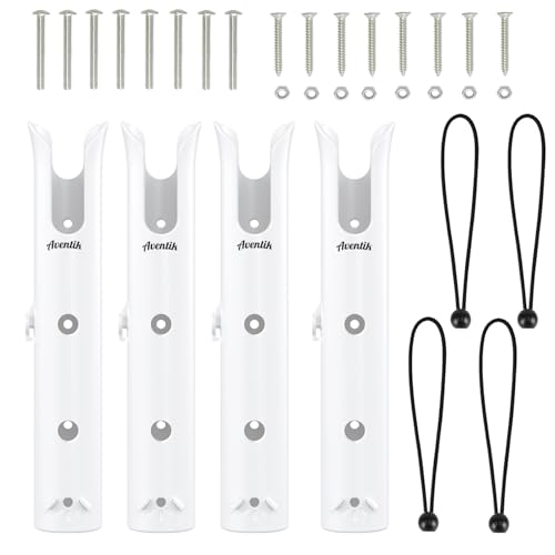 Aventik Tube Fishing Rod Holder Bracket Wall Mounted Boat Side Mount Tool Holder Tube Links with Screws 1/2/3/4/6 Pole Tube Fishing Rod Holders - color: 4-Pole White