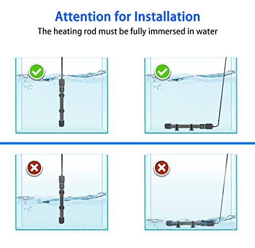 YOFOTHS Adjustable Mini Aquarium Heater 20-40 Gallons Submersible Small Fish Tank Heater 200W Digital Display Thermostat External Temperature Controller (200W) - size: 200W