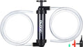 Siphon Pump for Gasoline - Manual Fluid Transfer Pump with Shark-Bite Lock-on Connector, High Flow 3 Gal/Min Hand Fuel Pump for Gas Diesel Oil, Transparent Body + Air Inflator for Balls Swim Rings